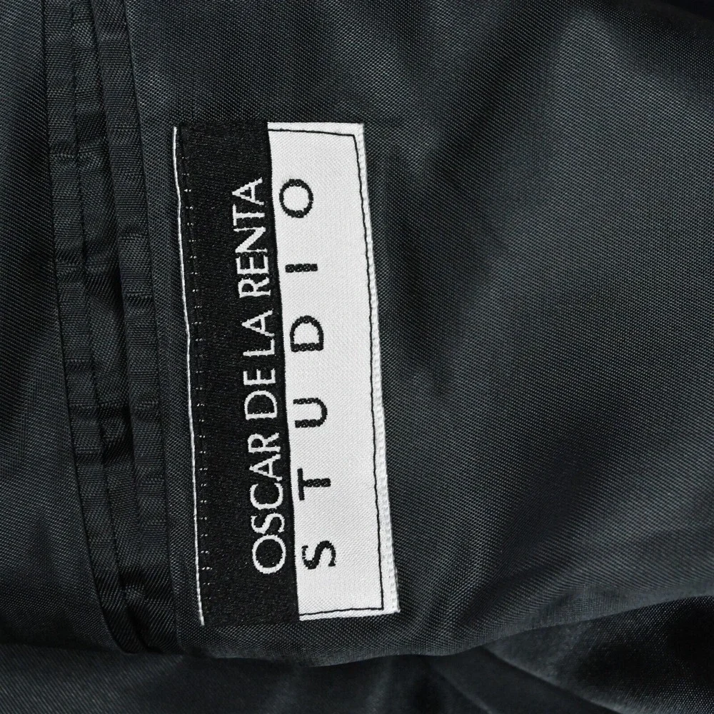 Vtg‎ Oscar de la Renta 46L Navy Blue Flannel Mens Jacket Sport Coat Blazer